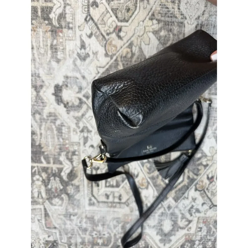 Kate Spade Black Carmen Southport Ave Pebbled Leather Crossbody Shoulder Bag